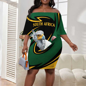 Secretary Bird South Africa Cricket Custom Off Shoulder Short Dress Unique Pattern