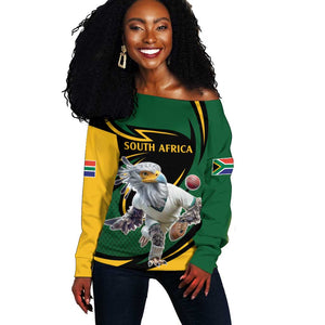 Secretary Bird South Africa Cricket Custom Off Shoulder Sweater Unique Pattern