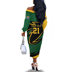 Secretary Bird South Africa Cricket Custom Off The Shoulder Long Sleeve Dress Unique Pattern