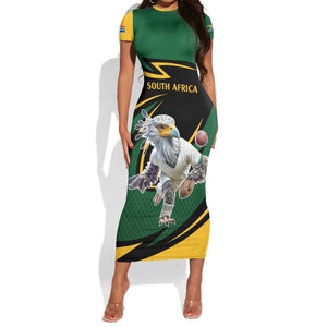 Secretary Bird South Africa Cricket Custom Short Sleeve Bodycon Dress Unique Pattern LT9