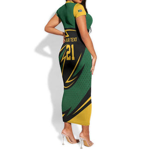 Secretary Bird South Africa Cricket Custom Short Sleeve Bodycon Dress Unique Pattern LT9