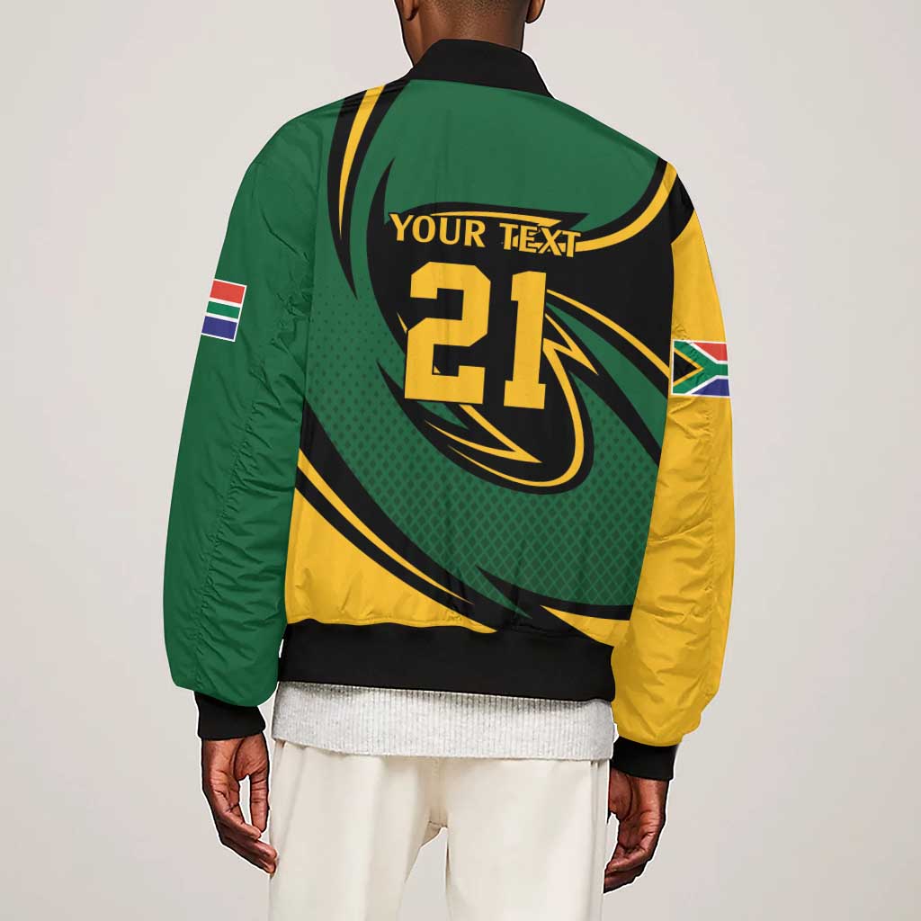 Secretary Bird South Africa Cricket Custom Sleeve Zip Bomber Jacket Unique Pattern