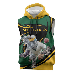 Secretary Bird South Africa Cricket Custom Sleeveless Hoodie Unique Pattern - African Pride