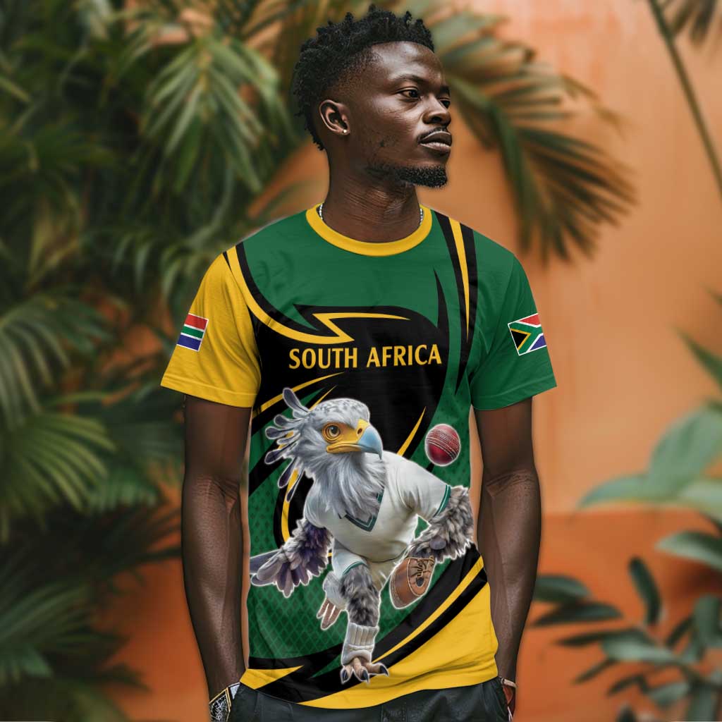Secretary Bird South Africa Cricket Custom T shirt Unique Pattern