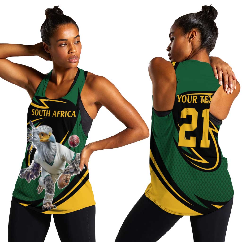 Secretary Bird South Africa Cricket Custom Women Racerback Tank Unique Pattern