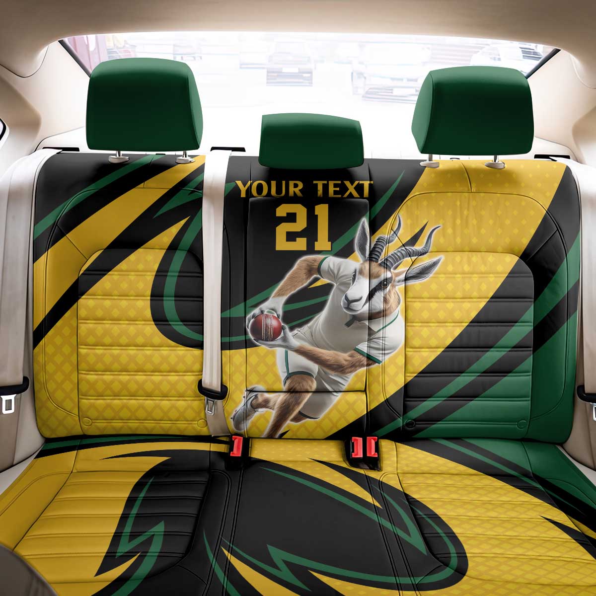 Springbok South Africa Cricket Custom Back Car Seat Cover Unique Pattern