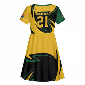 Springbok South Africa Cricket Custom Kid Short Sleeve Dress Unique Pattern