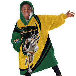 Springbok South Africa Cricket Custom Kid Wearable Blanket Hoodie Unique Pattern