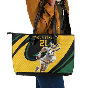 Springbok South Africa Cricket Custom Leather Tote Bag Unique Pattern
