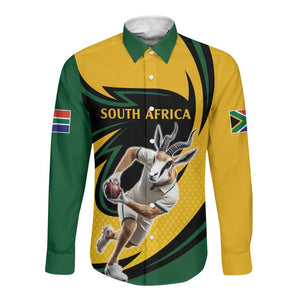 Springbok South Africa Cricket Custom Long Sleeve Button Shirt Unique Pattern