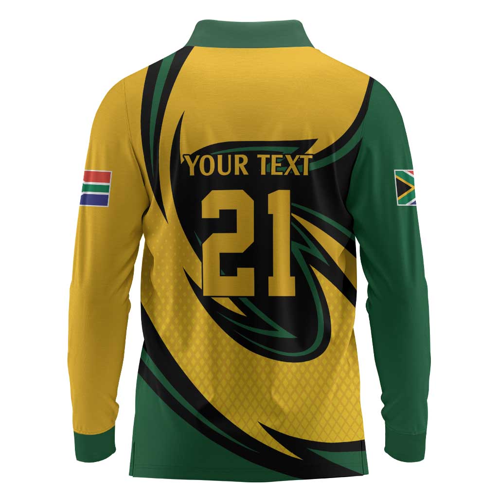 Springbok South Africa Cricket Custom Long Sleeve Polo Shirt Unique Pattern