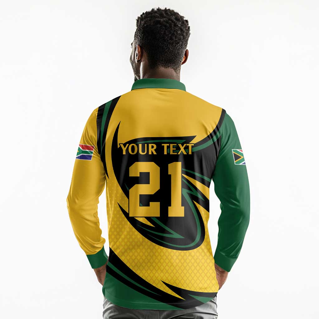 Springbok South Africa Cricket Custom Long Sleeve Polo Shirt Unique Pattern