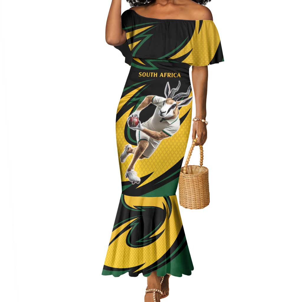 Springbok South Africa Cricket Custom Mermaid Dress Unique Pattern