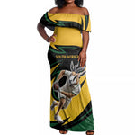 Springbok South Africa Cricket Custom Off Shoulder Maxi Dress Unique Pattern