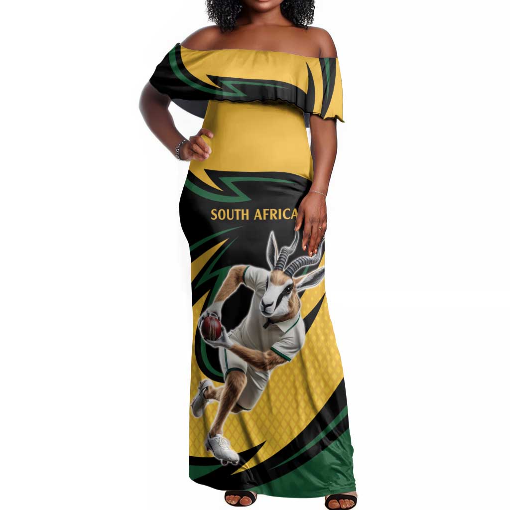 Springbok South Africa Cricket Custom Off Shoulder Maxi Dress Unique Pattern