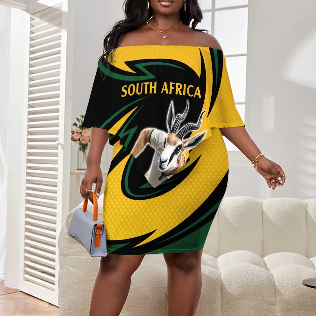 Springbok South Africa Cricket Custom Off Shoulder Short Dress Unique Pattern