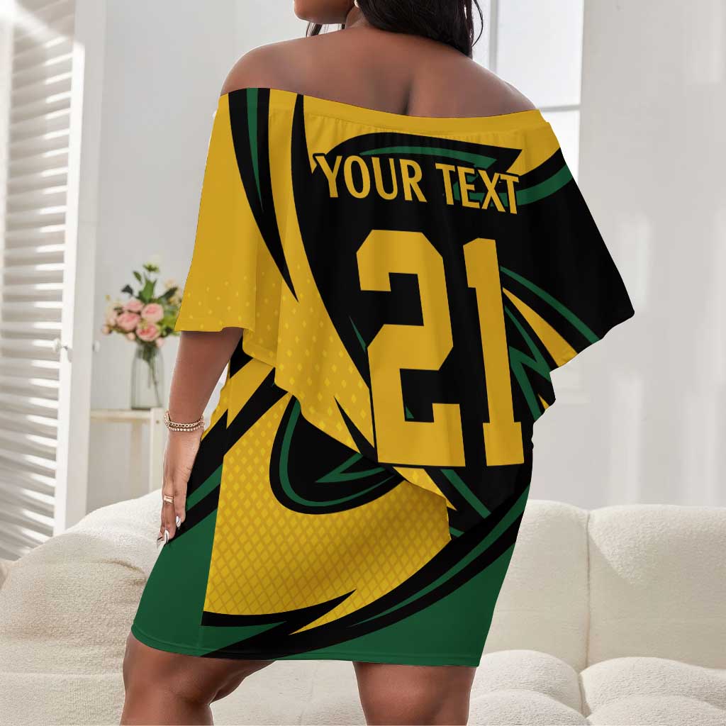 Springbok South Africa Cricket Custom Off Shoulder Short Dress Unique Pattern