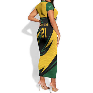 Springbok South Africa Cricket Custom Short Sleeve Bodycon Dress Unique Pattern LT9