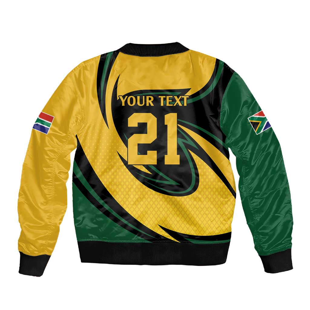 Springbok South Africa Cricket Custom Sleeve Zip Bomber Jacket Unique Pattern