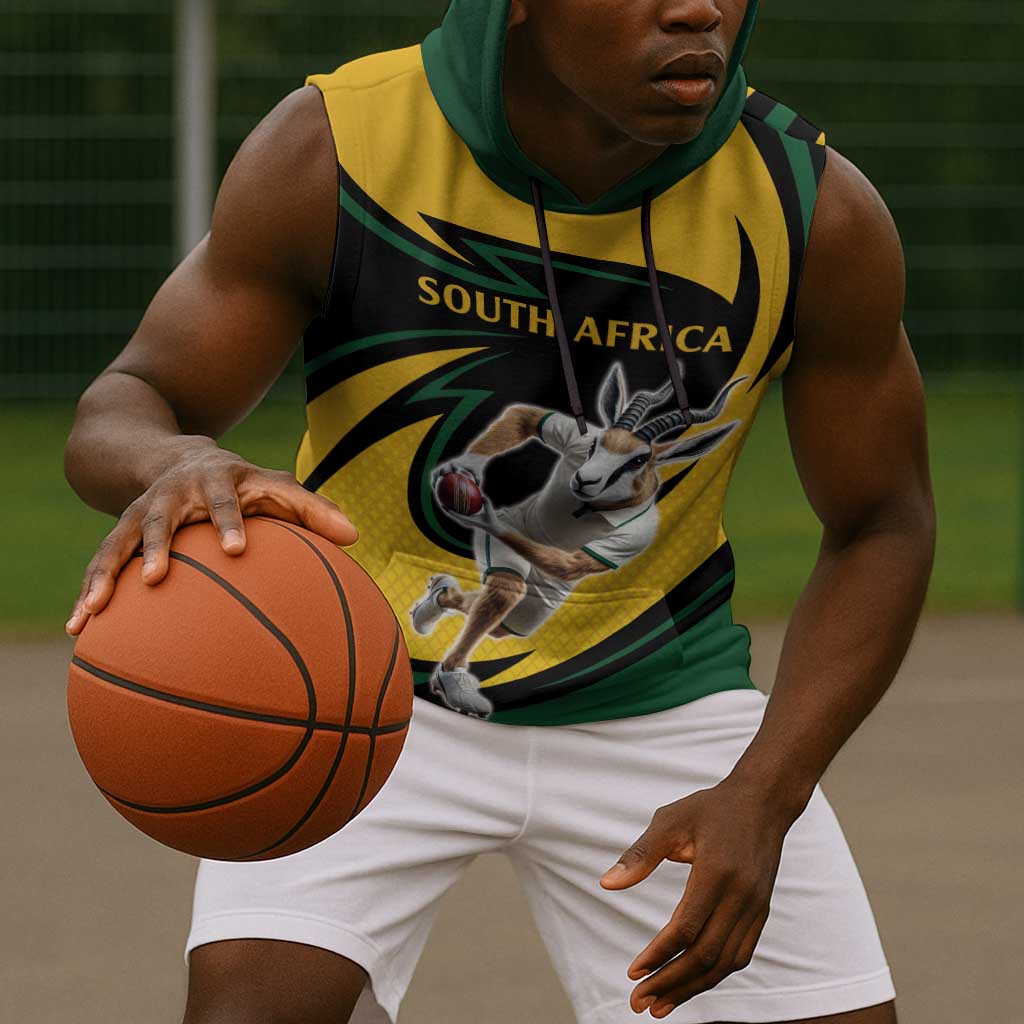 Springbok South Africa Cricket Custom Sleeveless Hoodie Unique Pattern - African Pride