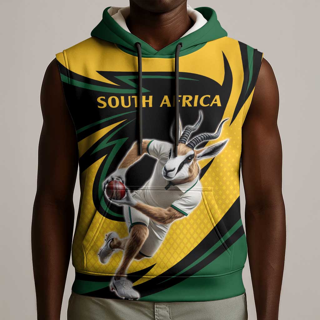 Springbok South Africa Cricket Custom Sleeveless Hoodie Unique Pattern - African Pride
