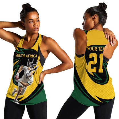 Springbok South Africa Cricket Custom Women Racerback Tank Unique Pattern