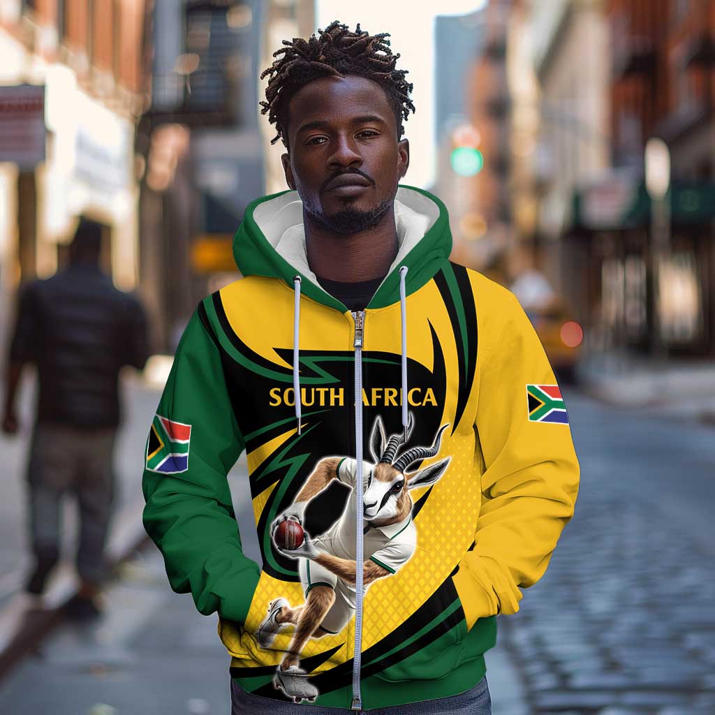 Springbok South Africa Cricket Custom Zip Hoodie Unique Pattern