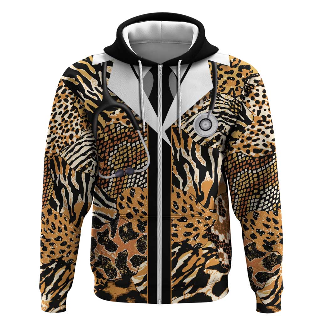 Proud Black Nurse RN Hoodie African Stethoscope Animal Skins Pattern