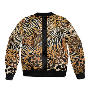 Proud Black Nurse RN Sleeve Zip Bomber Jacket African Stethoscope Animal Skins Pattern