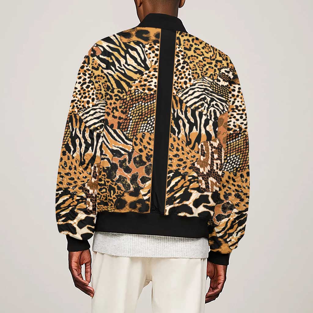 Proud Black Nurse RN Sleeve Zip Bomber Jacket African Stethoscope Animal Skins Pattern