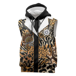Proud Black Nurse RN Sleeveless Hoodie African Stethoscope Animal Skins Pattern