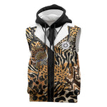 Proud Black Nurse RN Sleeveless Zip Hoodie African Stethoscope Animal Skins Pattern
