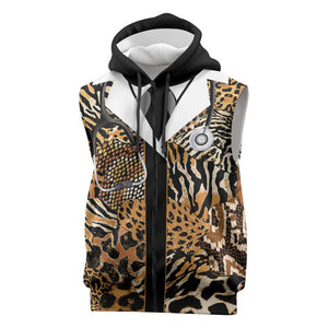 Proud Black Nurse RN Sleeveless Zip Hoodie African Stethoscope Animal Skins Pattern