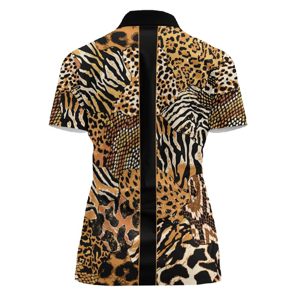 Proud Black Nurse RN Women Polo Shirt African Stethoscope Animal Skins Pattern