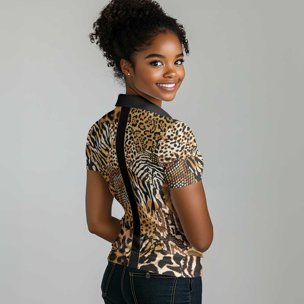 Proud Black Nurse RN Women Polo Shirt African Stethoscope Animal Skins Pattern