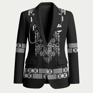 Proud Black Nurse RN Blazer Black African Pattern Stethoscope Dashiki Motif