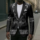 Proud Black Nurse RN Blazer Black African Pattern Stethoscope Dashiki Motif