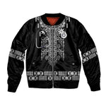 Proud Black Nurse RN Bomber Jacket Black African Pattern Stethoscope Dashiki Motif