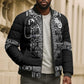 Proud Black Nurse RN Bomber Puffer Jacket Black African Pattern Stethoscope Dashiki Motif