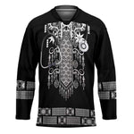 Proud Black Nurse RN Hockey Jersey Black African Pattern Stethoscope Dashiki Motif