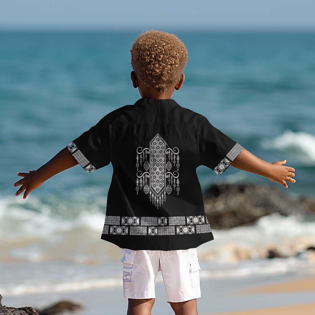 Proud Black Nurse RN Kid Hawaiian Shirt Black African Pattern Stethoscope Dashiki Motif