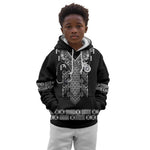Proud Black Nurse RN Kid Hoodie Black African Pattern Stethoscope Dashiki Motif