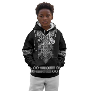 Proud Black Nurse RN Kid Hoodie Black African Pattern Stethoscope Dashiki Motif