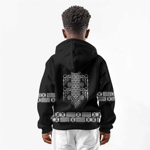 Proud Black Nurse RN Kid Hoodie Black African Pattern Stethoscope Dashiki Motif