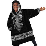 Proud Black Nurse RN Kid Wearable Blanket Hoodie Black African Pattern Stethoscope Dashiki Motif