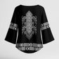 Proud Black Nurse RN Kimono Sleeve Blouse Black African Pattern Stethoscope Dashiki Motif