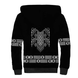 Proud Black Nurse RN Sherpa Hoodie Black African Pattern Stethoscope Dashiki Motif