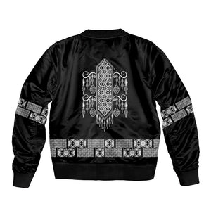 Proud Black Nurse RN Sleeve Zip Bomber Jacket Black African Pattern Stethoscope Dashiki Motif