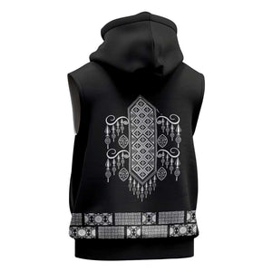 Proud Black Nurse RN Sleeveless Hoodie Black African Pattern Stethoscope Dashiki Motif