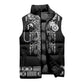 Proud Black Nurse RN Sleeveless Puffer Jacket Black African Pattern Stethoscope Dashiki Motif